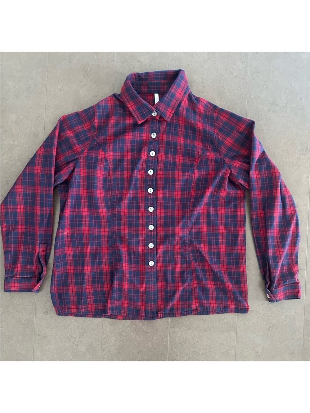 Red and Blue Plaid Button-Up Shirt XL